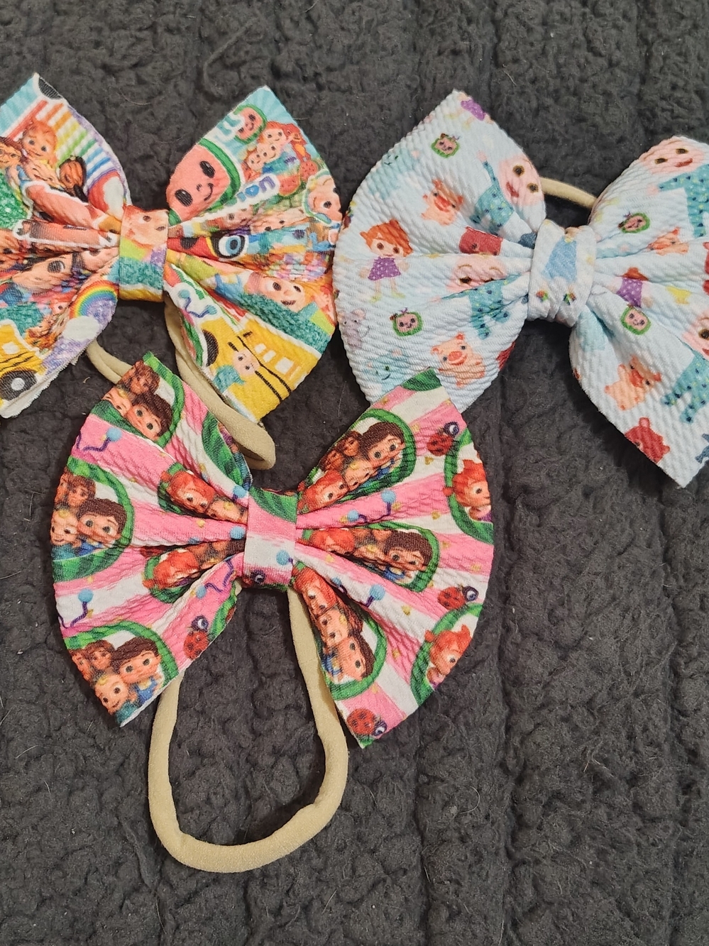 Coco Melon Pink Character Print Bow Hair Tie - Kids Hair Accessory